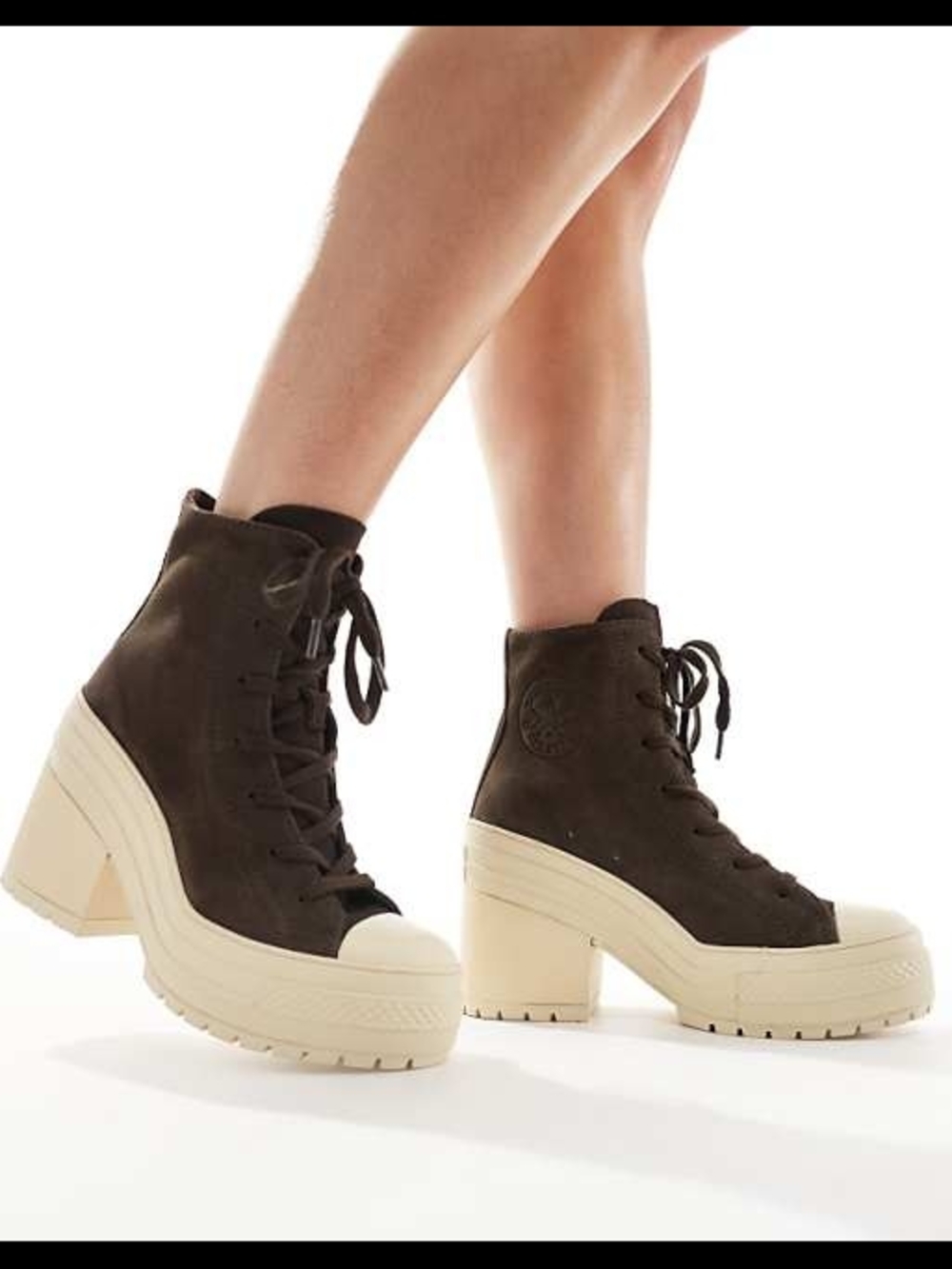 Converse Brown Suede Platform Lace-Up Ankle Boots with Cream Sole